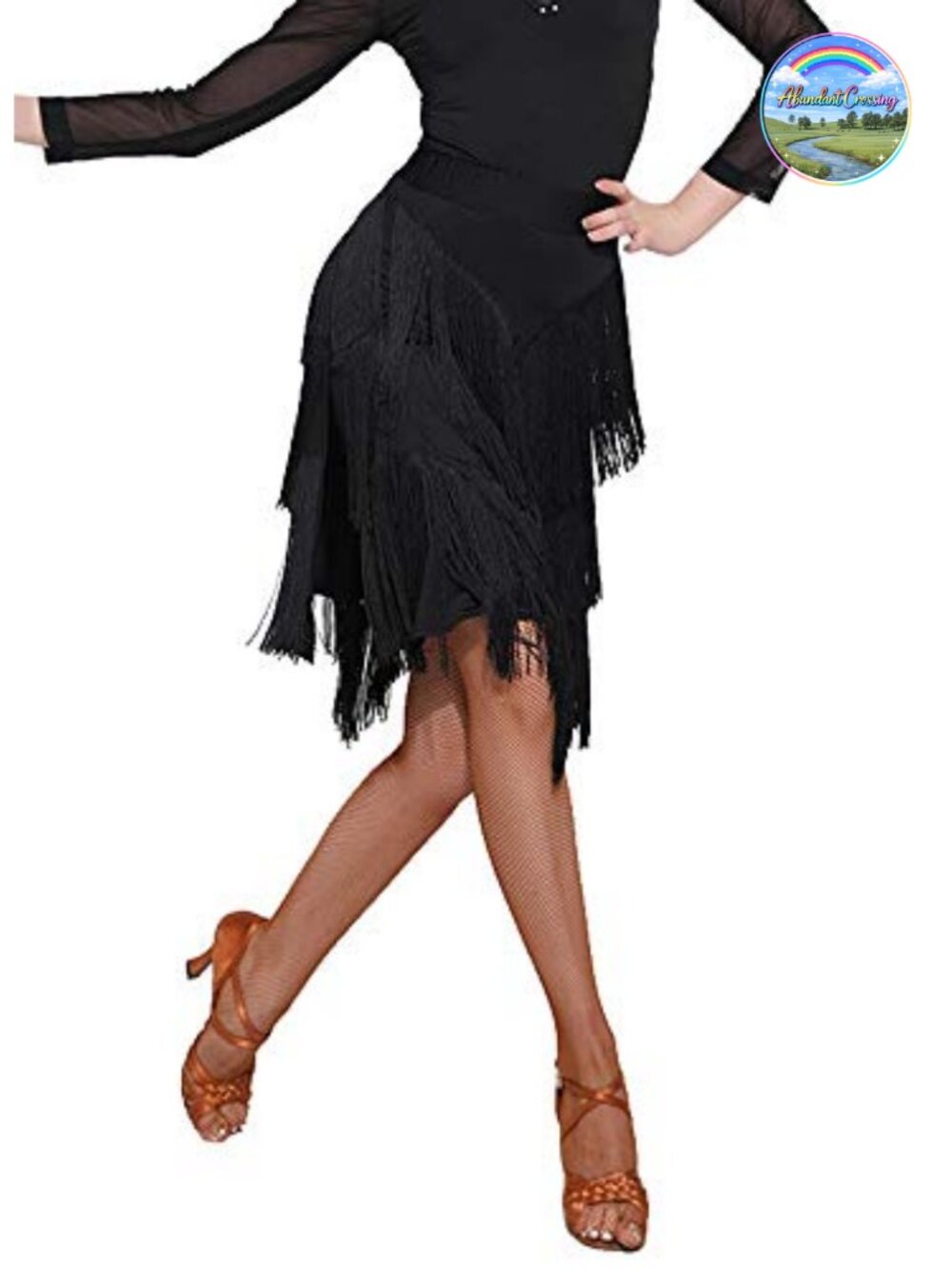 Z&X Women's Fringe Latin Dance Skirt with Built-in Shorts Tiered Bodycon